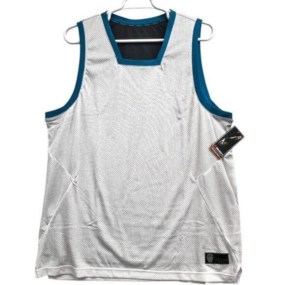 And1 Mens Basketball Tank Top 2XL White Mesh w/ Blue Trim - Picture 1 of 8